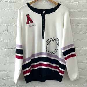 Daily Practice Oversized Henley Top Varsity Go Team Embroidered Athleisure S
